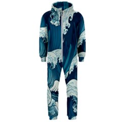 Waves Ocean Sea Pattern Water Tsunami Rough Seas Hooded Jumpsuit (men) by Wegoenart