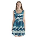 Waves Ocean Sea Pattern Water Tsunami Rough Seas Split Back Mini Dress  View1