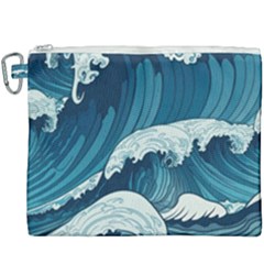 Waves Ocean Sea Pattern Water Tsunami Rough Seas Canvas Cosmetic Bag (xxxl) by Wegoenart