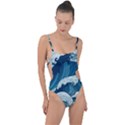 Waves Ocean Sea Pattern Water Tsunami Rough Seas Tie Strap One Piece Swimsuit View1