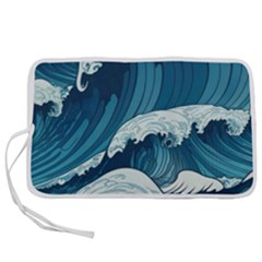 Waves Ocean Sea Pattern Water Tsunami Rough Seas Pen Storage Case (l) by Wegoenart