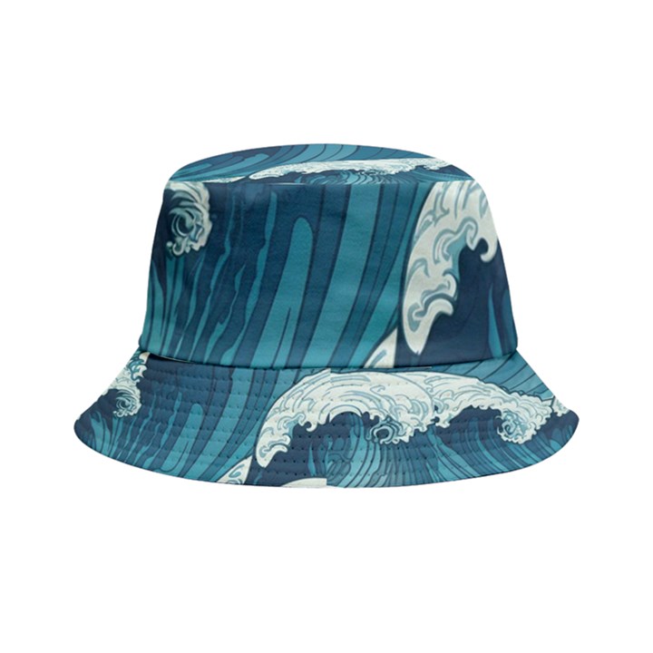 Waves Ocean Sea Pattern Water Tsunami Rough Seas Inside Out Bucket Hat