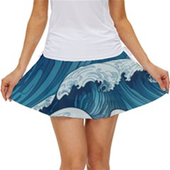 Waves Ocean Sea Pattern Water Tsunami Rough Seas Women s Skort by Wegoenart