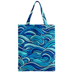 Pattern Ocean Waves Blue Nature Sea Abstract Zipper Classic Tote Bag by Wegoenart