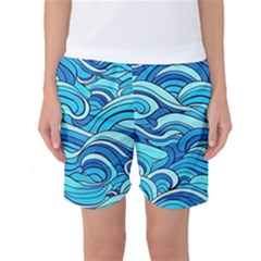 Pattern Ocean Waves Blue Nature Sea Abstract Women s Basketball Shorts by Wegoenart