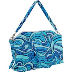 Pattern Ocean Waves Blue Nature Sea Abstract Canvas Crossbody Bag by Wegoenart