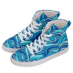 Pattern Ocean Waves Blue Nature Sea Abstract Men s Hi-top Skate Sneakers by Wegoenart