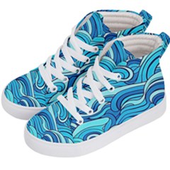 Pattern Ocean Waves Blue Nature Sea Abstract Kids  Hi-top Skate Sneakers by Wegoenart