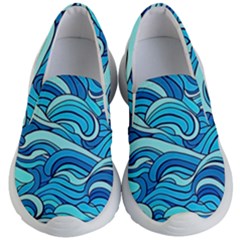 Pattern Ocean Waves Blue Nature Sea Abstract Kids Lightweight Slip Ons by Wegoenart