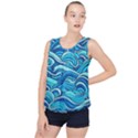 Pattern Ocean Waves Blue Nature Sea Abstract Bubble Hem Chiffon Tank Top View1