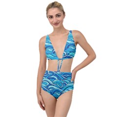 Pattern Ocean Waves Blue Nature Sea Abstract Tied Up Two Piece Swimsuit by Wegoenart