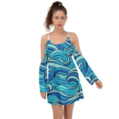 Pattern Ocean Waves Blue Nature Sea Abstract Boho Dress by Wegoenart