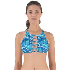 Pattern Ocean Waves Blue Nature Sea Abstract Perfectly Cut Out Bikini Top by Wegoenart