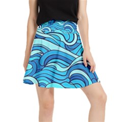 Pattern Ocean Waves Blue Nature Sea Abstract Waistband Skirt by Wegoenart