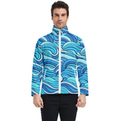 Pattern Ocean Waves Blue Nature Sea Abstract Men s Bomber Jacket