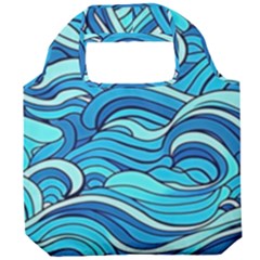 Pattern Ocean Waves Blue Nature Sea Abstract Foldable Grocery Recycle Bag by Wegoenart