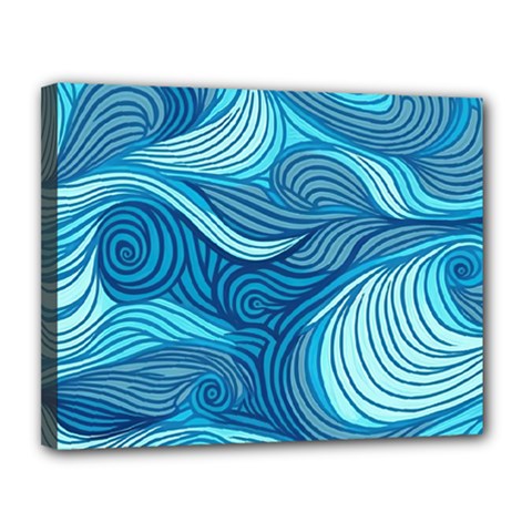 Ocean Waves Sea Abstract Pattern Water Blue Canvas 14  X 11  (stretched) by Wegoenart