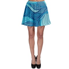 Ocean Waves Sea Abstract Pattern Water Blue Skater Skirt by Wegoenart