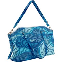 Ocean Waves Sea Abstract Pattern Water Blue Canvas Crossbody Bag by Wegoenart