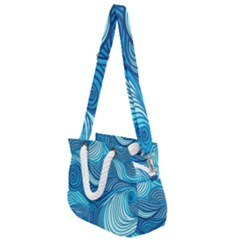 Ocean Waves Sea Abstract Pattern Water Blue Rope Handles Shoulder Strap Bag by Wegoenart