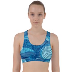 Ocean Waves Sea Abstract Pattern Water Blue Back Weave Sports Bra by Wegoenart