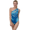 Ocean Waves Sea Abstract Pattern Water Blue To One Side Swimsuit View1