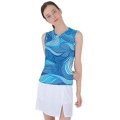 Ocean Waves Sea Abstract Pattern Water Blue Women s Sleeveless Sports Top by Wegoenart