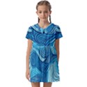 Ocean Waves Sea Abstract Pattern Water Blue Kids  Asymmetric Collar Dress View1