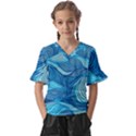 Ocean Waves Sea Abstract Pattern Water Blue Kids  V-Neck Horn Sleeve Blouse View1