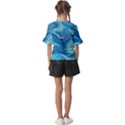 Ocean Waves Sea Abstract Pattern Water Blue Kids  V-Neck Horn Sleeve Blouse View2