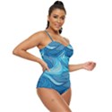 Ocean Waves Sea Abstract Pattern Water Blue Retro Full Coverage Swimsuit View3