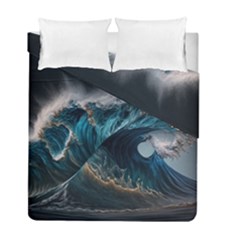 Tsunami Waves Ocean Sea Water Rough Seas Nature Duvet Cover Double Side (full/ Double Size) by Wegoenart