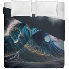 Tsunami Waves Ocean Sea Water Rough Seas Nature Duvet Cover Double Side (king Size) by Wegoenart