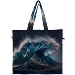 Tsunami Waves Ocean Sea Water Rough Seas Nature Canvas Travel Bag by Wegoenart