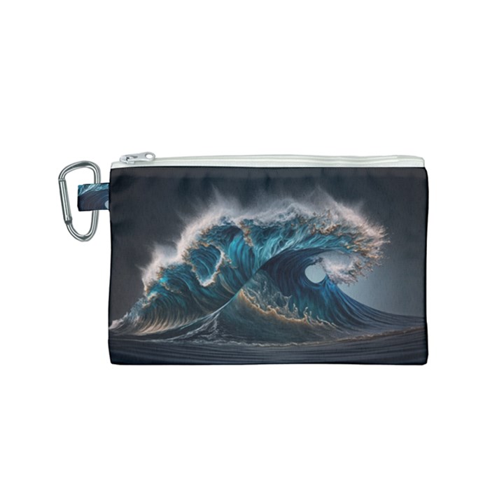 Tsunami Waves Ocean Sea Water Rough Seas Nature Canvas Cosmetic Bag (Small)