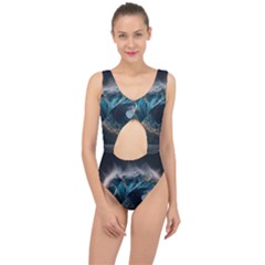 Tsunami Waves Ocean Sea Water Rough Seas Nature Center Cut Out Swimsuit