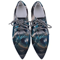 Tsunami Waves Ocean Sea Water Rough Seas Nature Pointed Oxford Shoes by Wegoenart