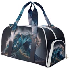 Tsunami Waves Ocean Sea Water Rough Seas Nature Burner Gym Duffel Bag by Wegoenart