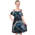 Tsunami Waves Ocean Sea Water Rough Seas Nature Kids  Cut Out Shoulders Chiffon Dress View1