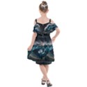 Tsunami Waves Ocean Sea Water Rough Seas Nature Kids  Cut Out Shoulders Chiffon Dress View2