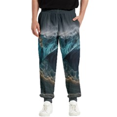 Tsunami Waves Ocean Sea Water Rough Seas Nature Men s Elastic Waist Pants by Wegoenart