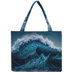 Tsunami Waves Ocean Sea Water Rough Seas Blue Mini Tote Bag