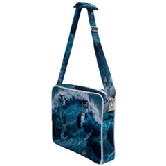 Tsunami Waves Ocean Sea Water Rough Seas Blue Cross Body Office Bag by Wegoenart