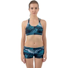 Tsunami Waves Ocean Sea Water Rough Seas Blue Back Web Gym Set by Wegoenart