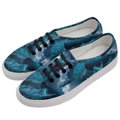 Tsunami Waves Ocean Sea Water Rough Seas Blue Women s Classic Low Top Sneakers by Wegoenart