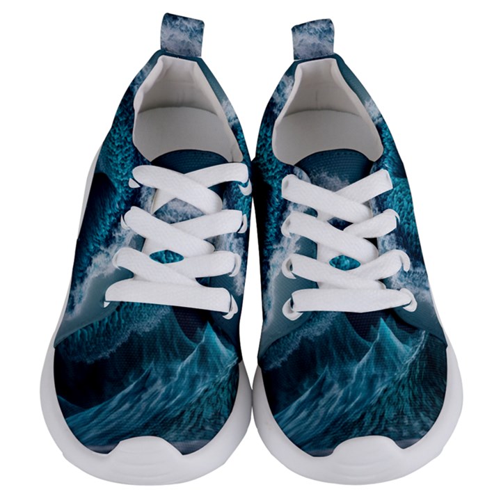 Tsunami Waves Ocean Sea Water Rough Seas Blue Kids  Lightweight Sports Shoes