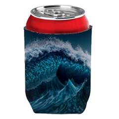 Tsunami Waves Ocean Sea Water Rough Seas Blue Can Holder by Wegoenart