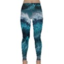 Tsunami Waves Ocean Sea Water Rough Seas Blue Lightweight Velour Classic Yoga Leggings View1