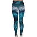 Tsunami Waves Ocean Sea Water Rough Seas Blue Lightweight Velour Classic Yoga Leggings View2