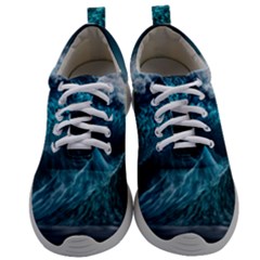 Tsunami Waves Ocean Sea Water Rough Seas Blue Mens Athletic Shoes by Wegoenart